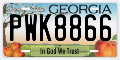 GA license plate PWK8866