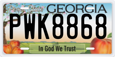 GA license plate PWK8868