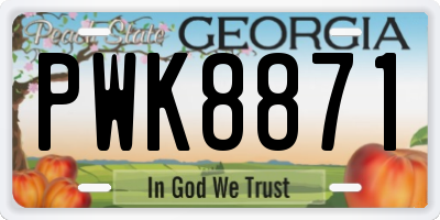 GA license plate PWK8871