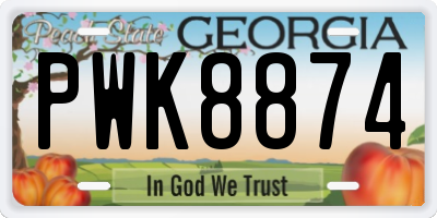 GA license plate PWK8874