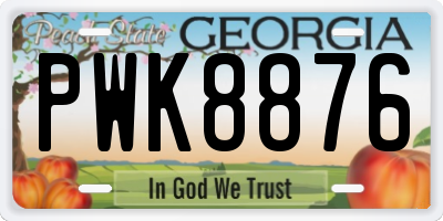 GA license plate PWK8876