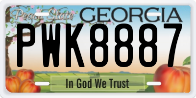 GA license plate PWK8887