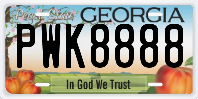GA license plate PWK8888