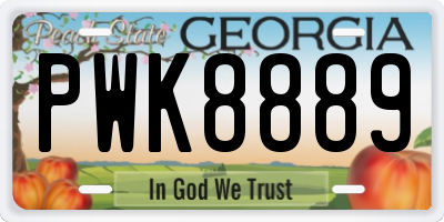 GA license plate PWK8889
