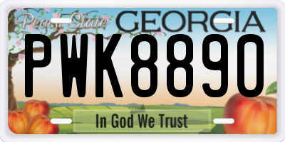GA license plate PWK8890