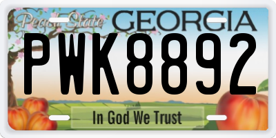 GA license plate PWK8892