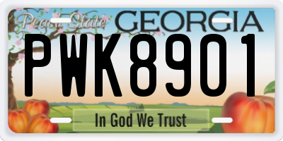 GA license plate PWK8901