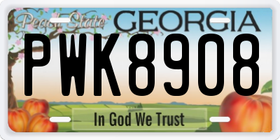 GA license plate PWK8908