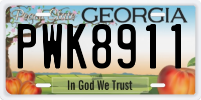 GA license plate PWK8911