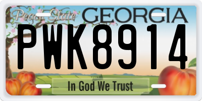 GA license plate PWK8914