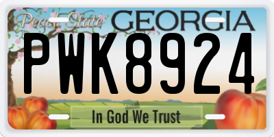 GA license plate PWK8924