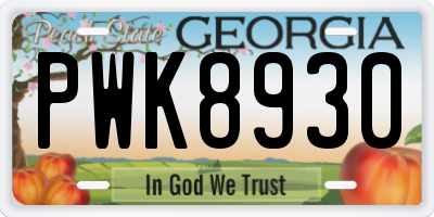 GA license plate PWK8930