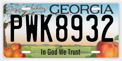 GA license plate PWK8932