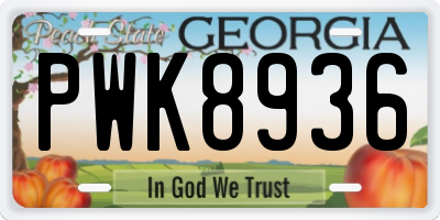 GA license plate PWK8936