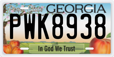 GA license plate PWK8938