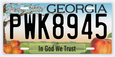 GA license plate PWK8945