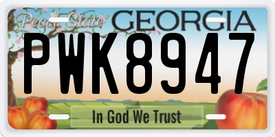 GA license plate PWK8947