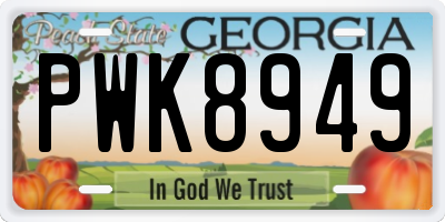 GA license plate PWK8949