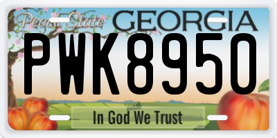 GA license plate PWK8950