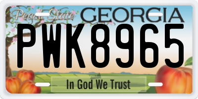 GA license plate PWK8965