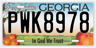GA license plate PWK8978