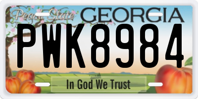 GA license plate PWK8984