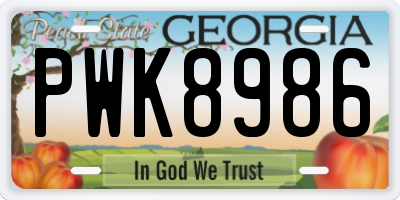 GA license plate PWK8986