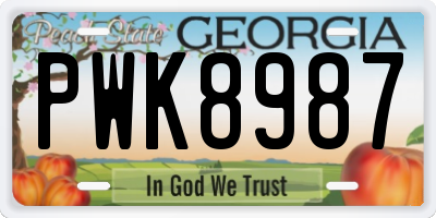 GA license plate PWK8987