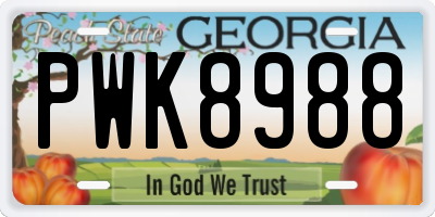 GA license plate PWK8988