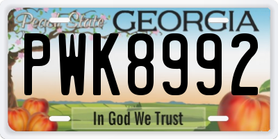 GA license plate PWK8992