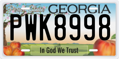 GA license plate PWK8998