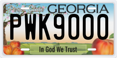GA license plate PWK9000