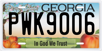 GA license plate PWK9006