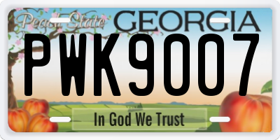 GA license plate PWK9007