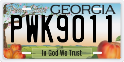 GA license plate PWK9011