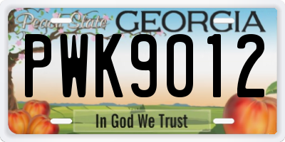 GA license plate PWK9012