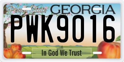 GA license plate PWK9016