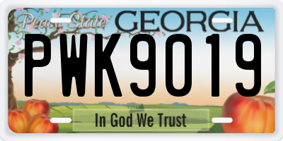 GA license plate PWK9019