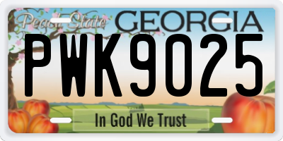 GA license plate PWK9025