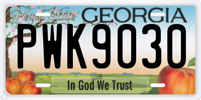 GA license plate PWK9030