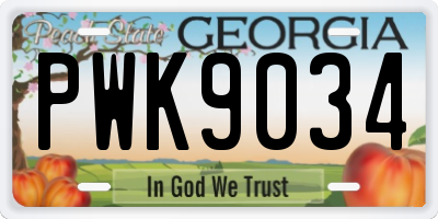 GA license plate PWK9034