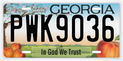 GA license plate PWK9036