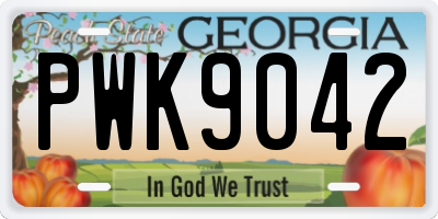 GA license plate PWK9042