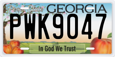 GA license plate PWK9047