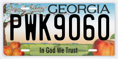 GA license plate PWK9060