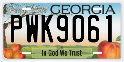 GA license plate PWK9061
