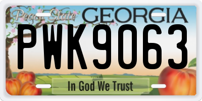 GA license plate PWK9063