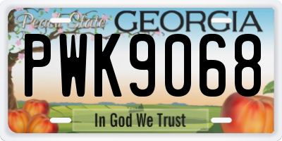 GA license plate PWK9068