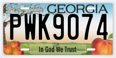 GA license plate PWK9074