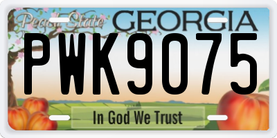 GA license plate PWK9075